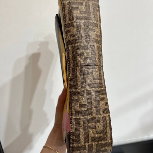 Fendi Antonio Lopez Baguette NM Bag Zucca Coated Canvas with Printed Leather Inl - Picture 4 of 12